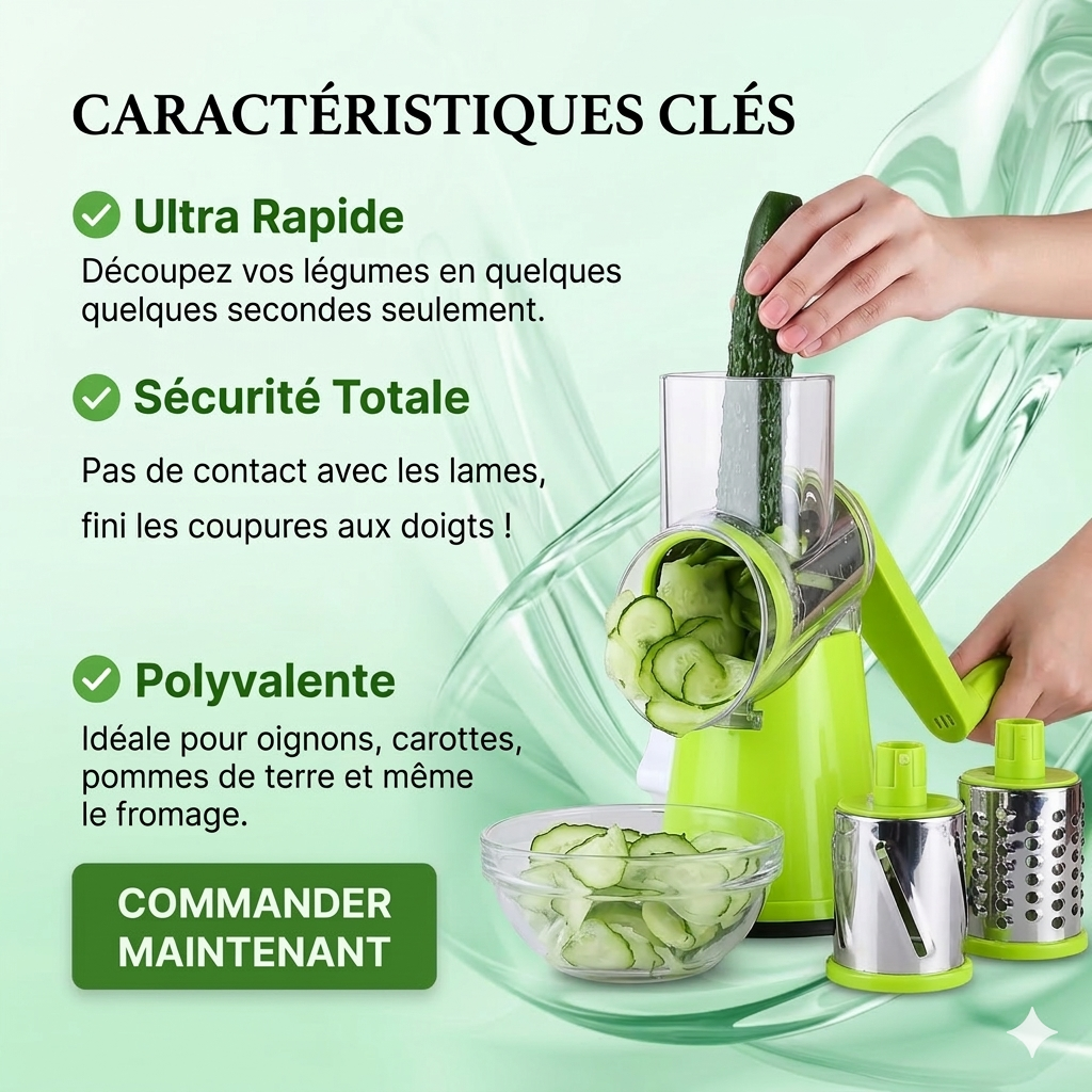 Râpe à Légumes Multifonction 3-en-1 - Le Secret pour une Korité sans Stress