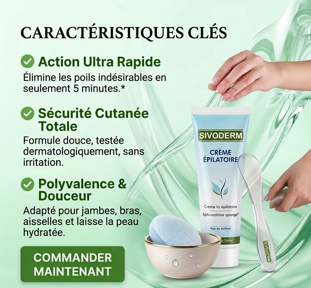 Crème Épilatoire Sivoderm Aloe Vera – Formule Douce Haute Performance